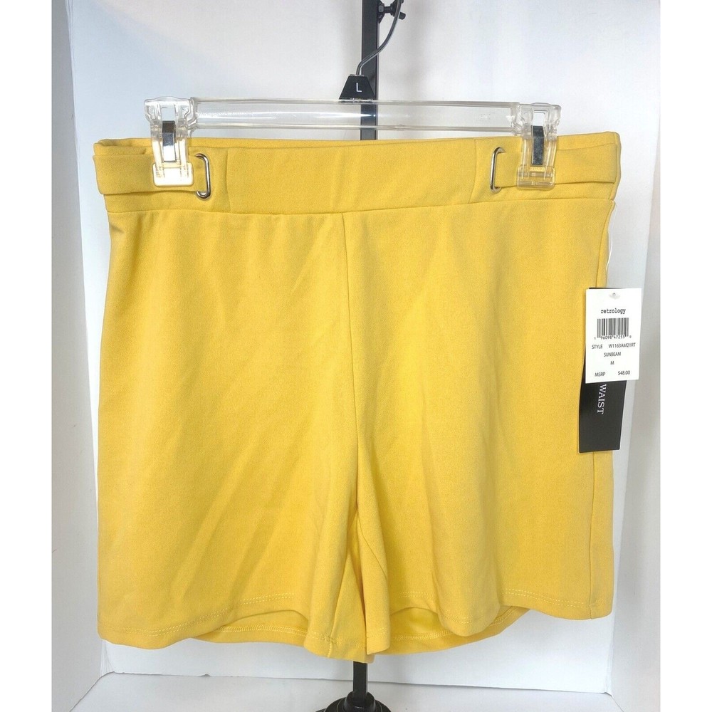 NWT, Retrology Celadon Womens Yellow High Waisted Stretch shorts Size M
